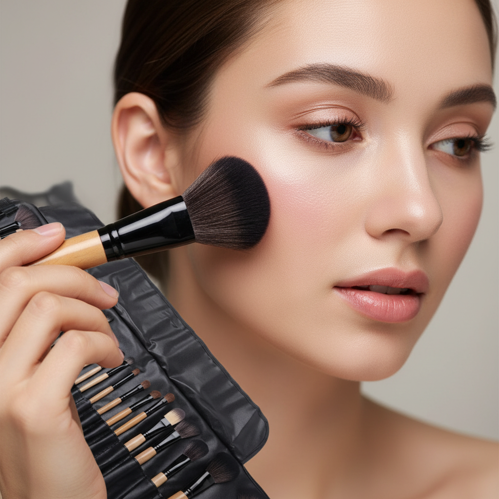 Application blush au pinceau