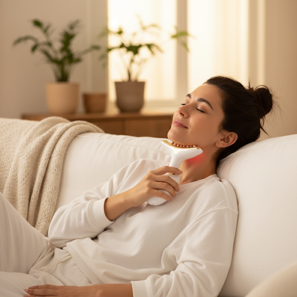 Relaxation avec appareil facial