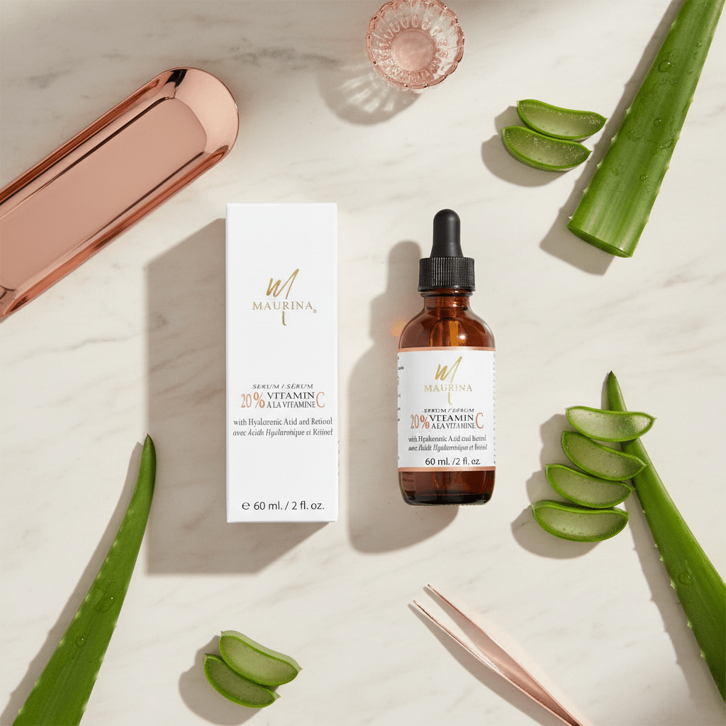 Sérum visage - Sérum à 20 % de vitamine C avec acide hyaluronique et rétinol - Reflets lumineux