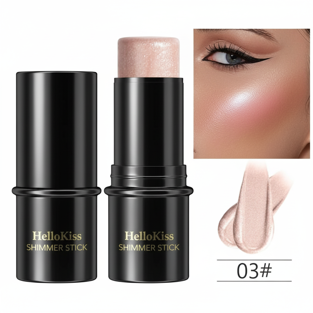 Stick illuminateur bronzant, blush, correcteur, rouge à lèvres