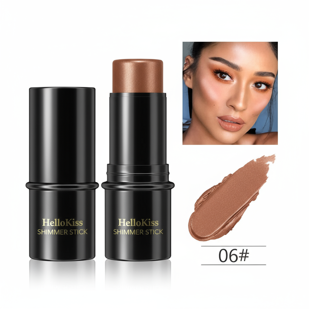 Stick illuminateur bronzant, blush, correcteur, rouge à lèvres