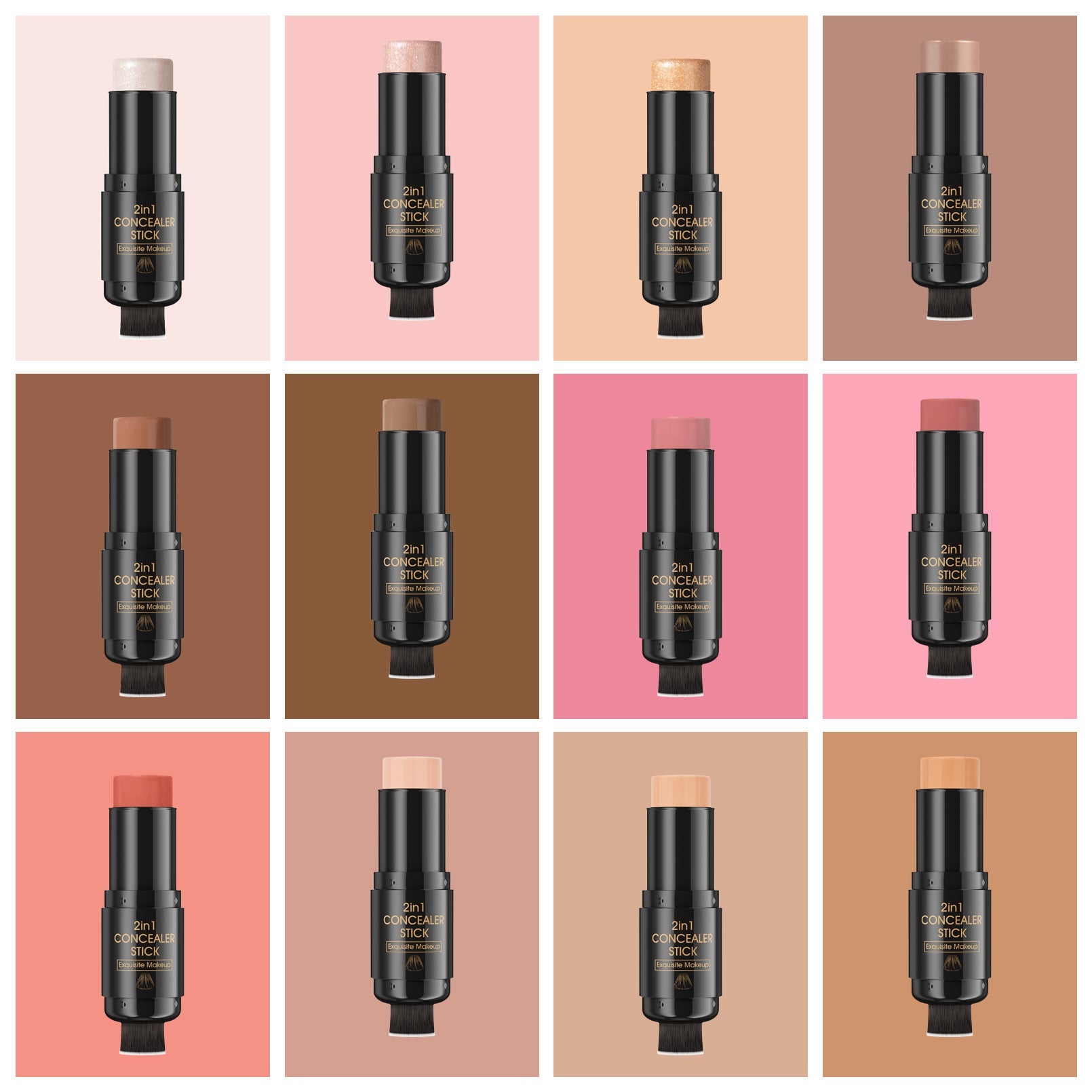 Stick Contour Double - Face Blush Highlighter avec Pinceau | Maquillage Professionnel - Reflets lumineux