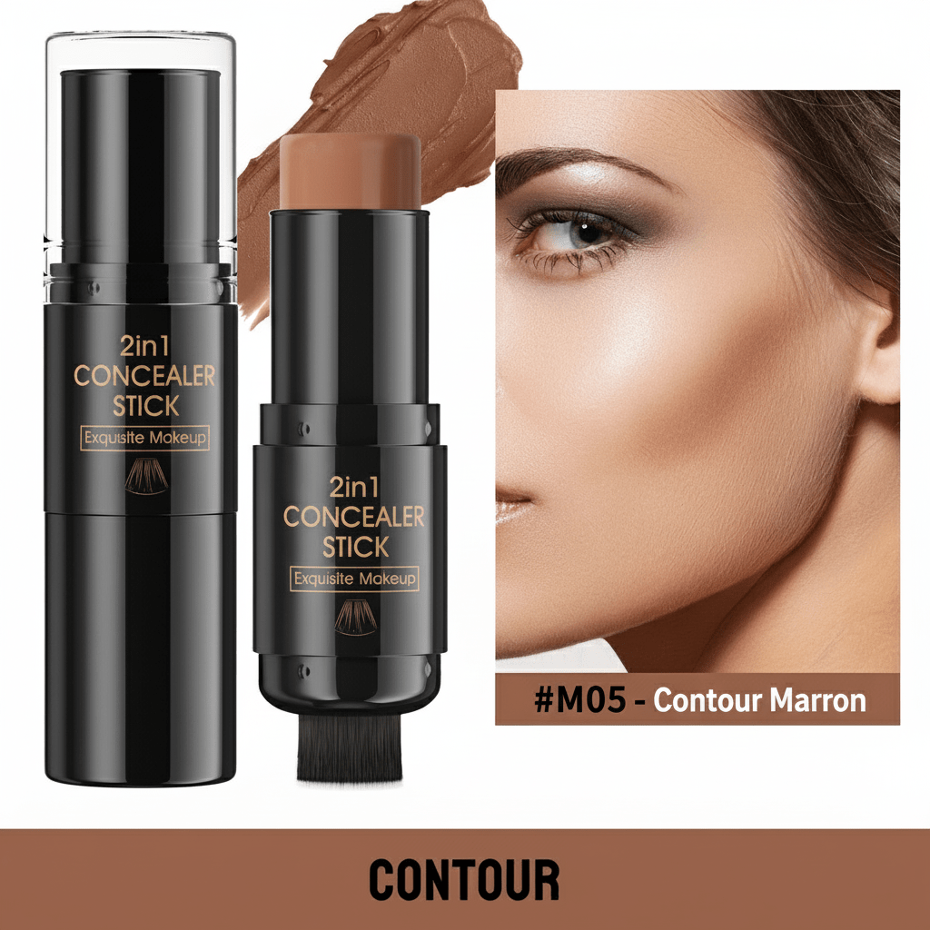 Stick Contour Double - Face Blush Highlighter avec Pinceau | Maquillage Professionnel - Reflets lumineux