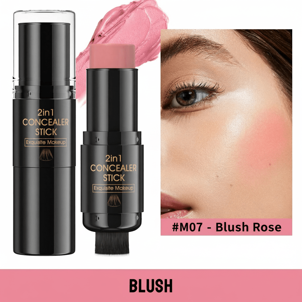 Stick Contour Double - Face Blush Highlighter avec Pinceau | Maquillage Professionnel - Reflets lumineux