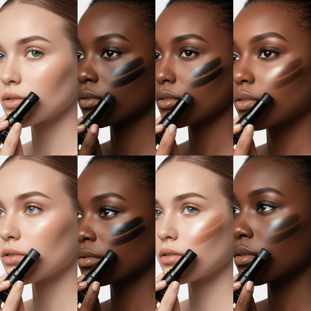 Stick illuminateur bronzant, blush, correcteur, rouge à lèvres - Reflets lumineux