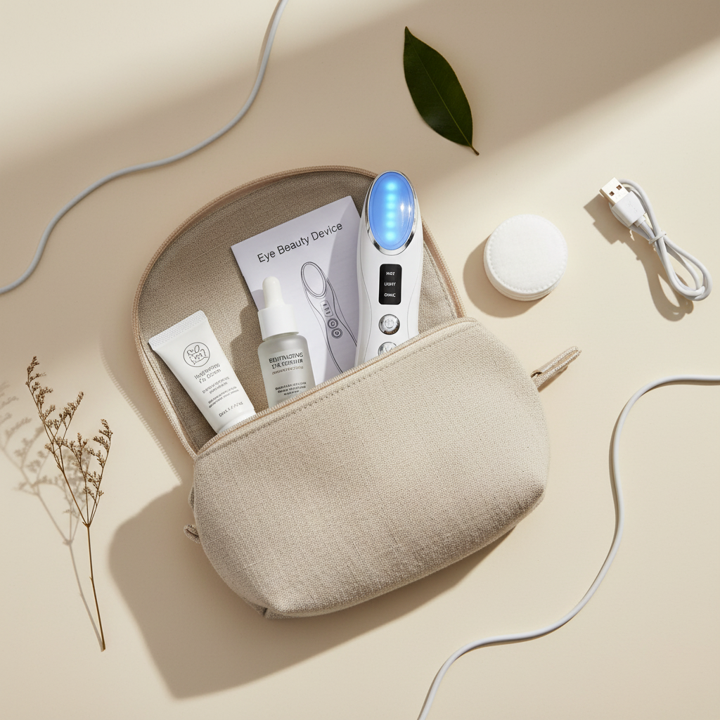 Trousse beauté organisée flatlay